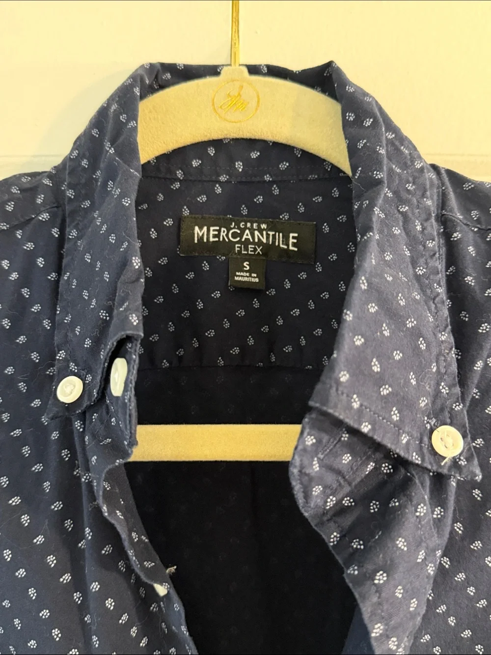 J. Crew Men's Navy Micro-Print Button-Down Dress Shirt